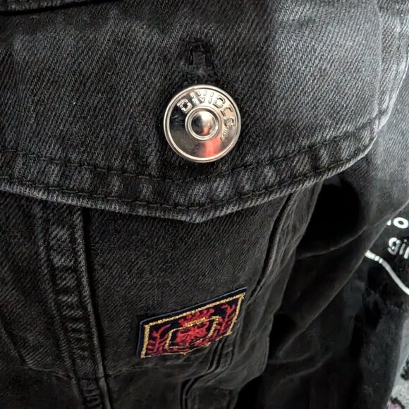 H&M Black Denim Highly Customized Jacket "WOW" Size XS - Picture 11 of 15